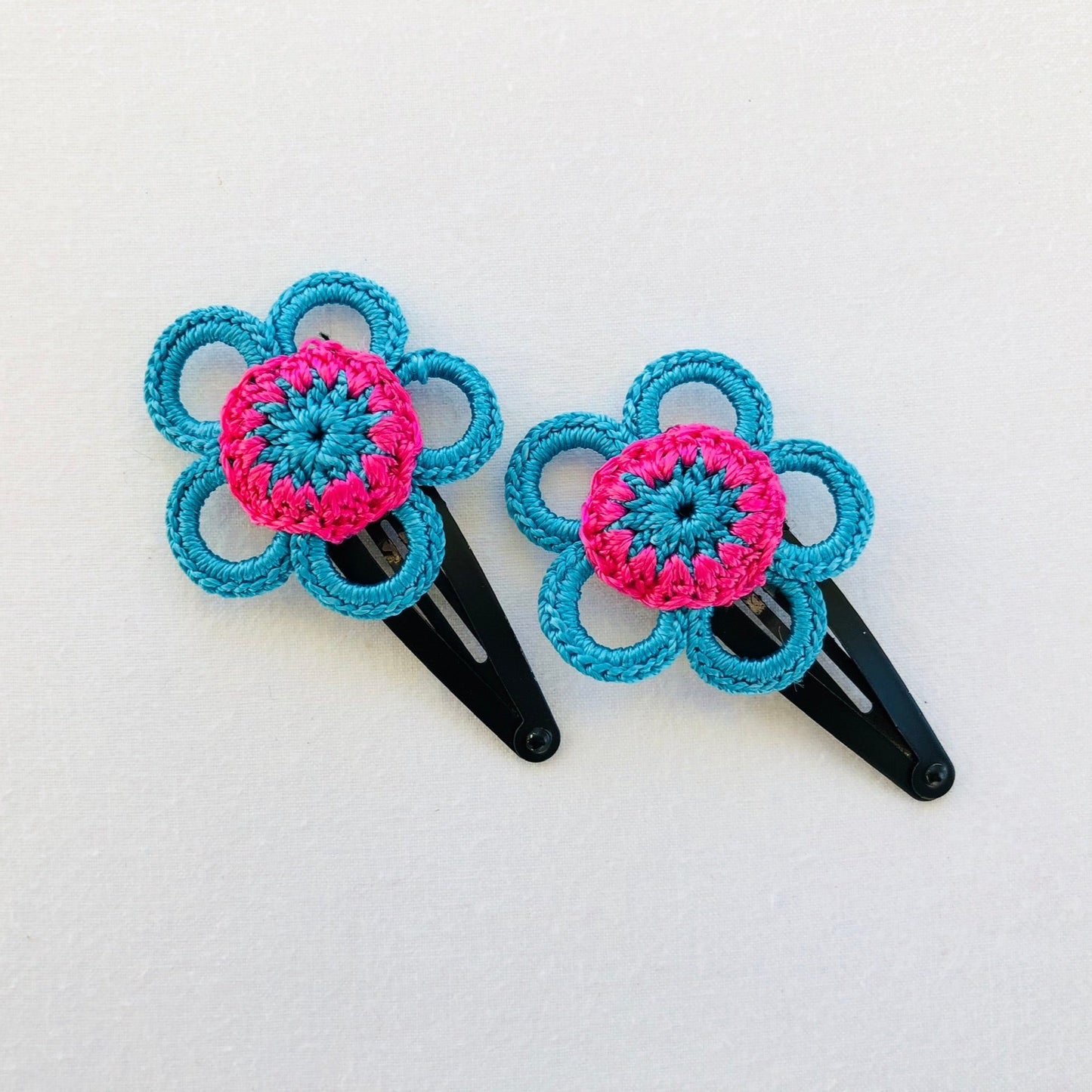 Crochet Flower Hair Pins for Toddler Girls