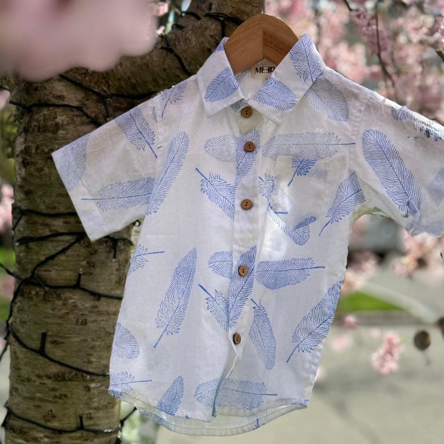 Boys feather print cotton summer shirt