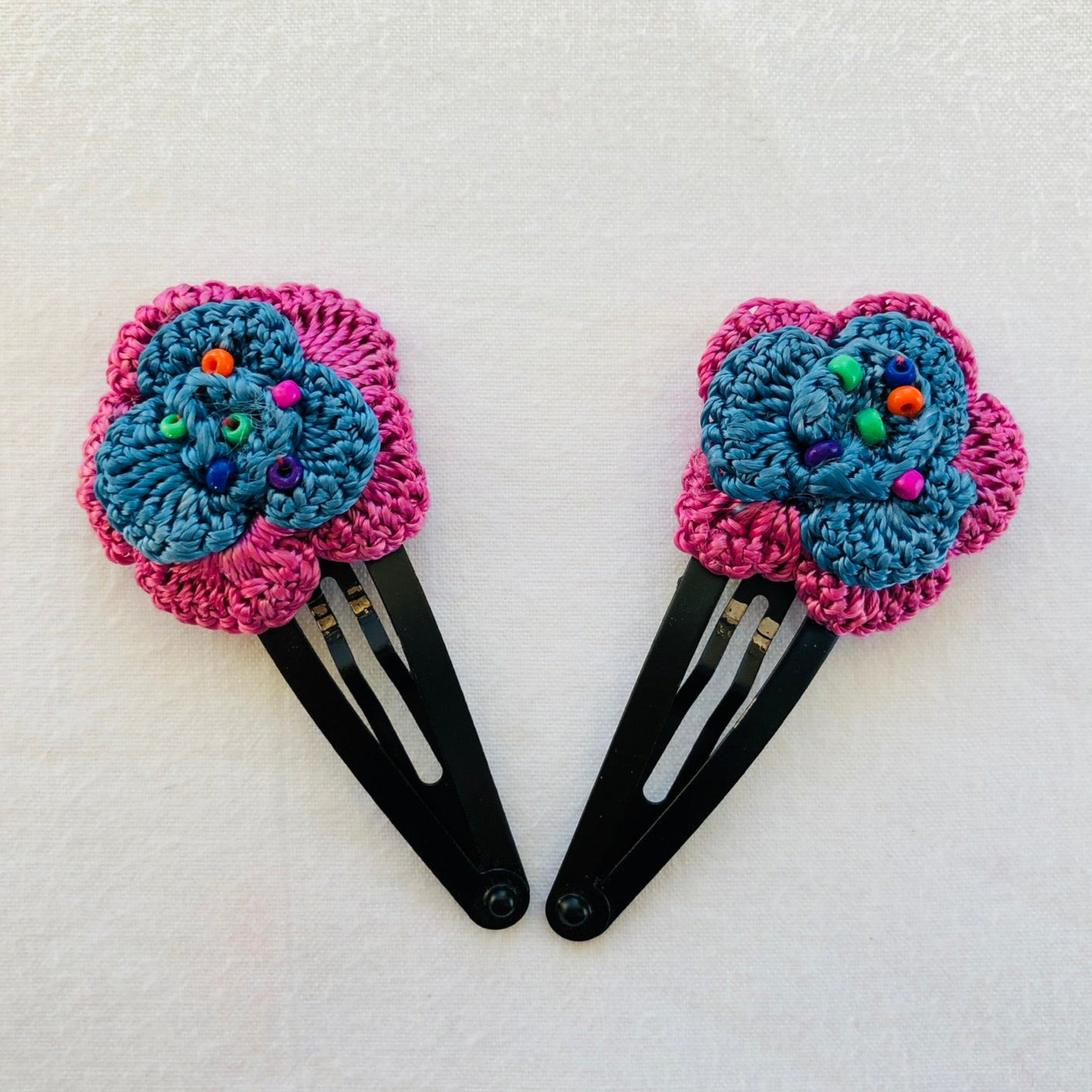 Crochet Flower Hair Pins for Girls