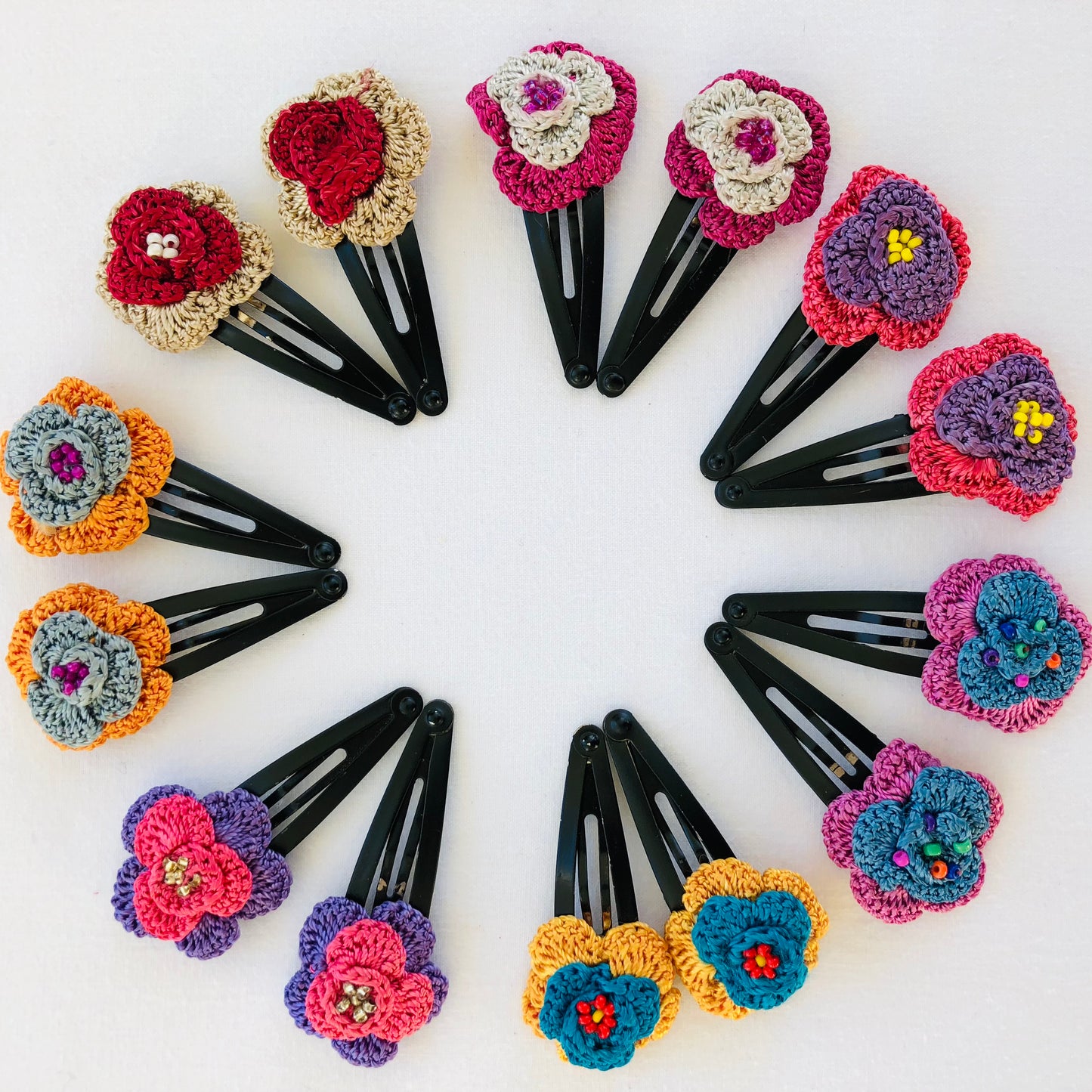 Crochet Flower Hair Pins for Girls