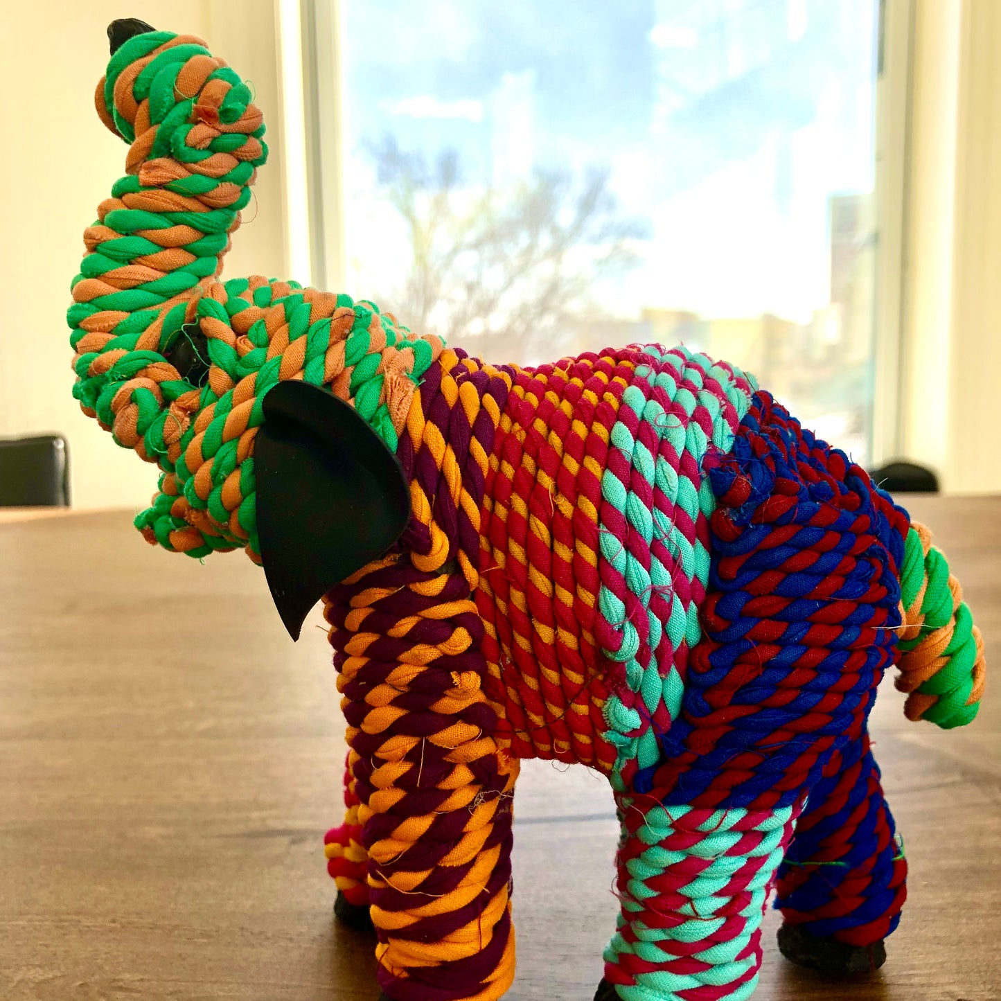 Elephant from Upcycled Fabric – Nursery Shelf Decor