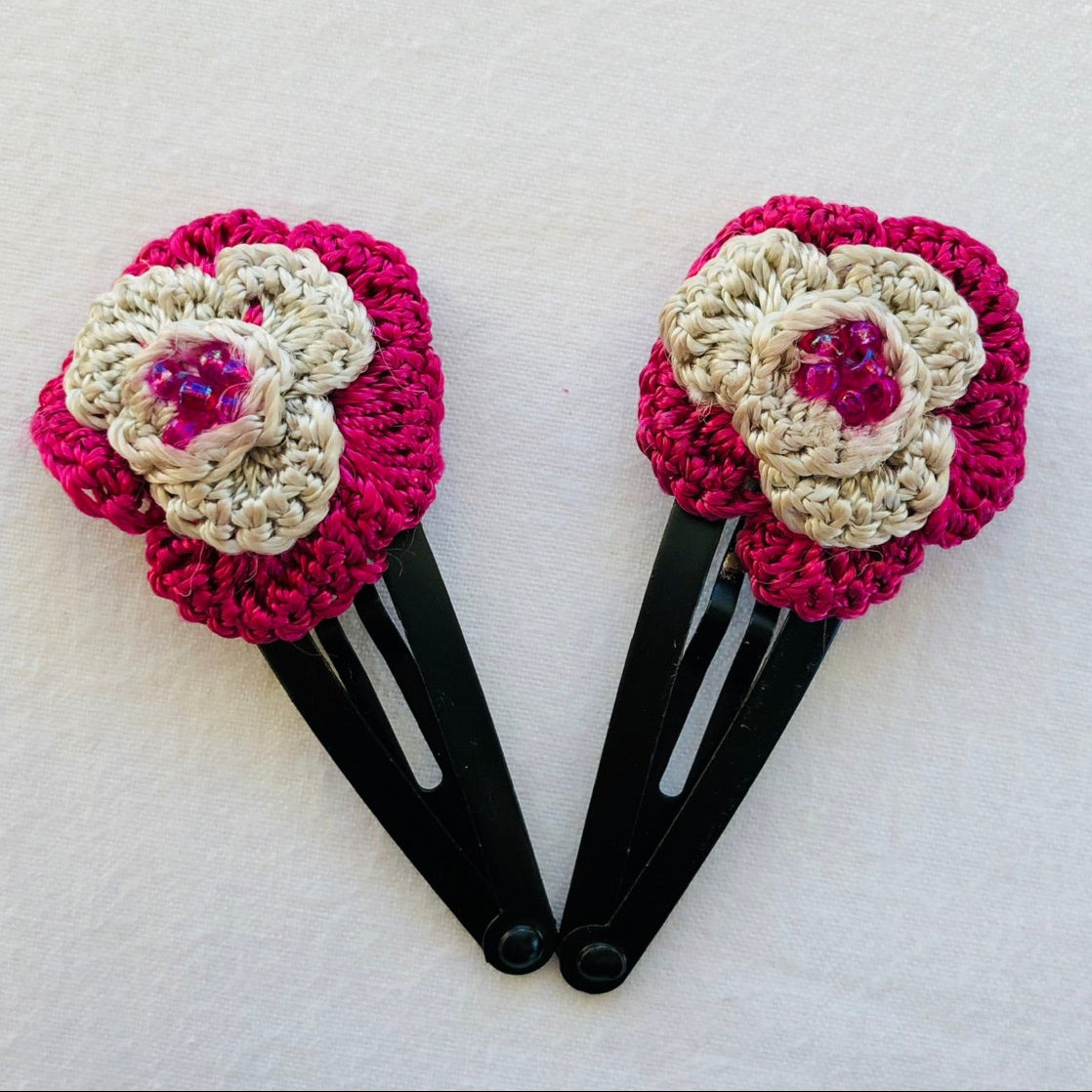 Crochet Flower Hair Pins for Girls