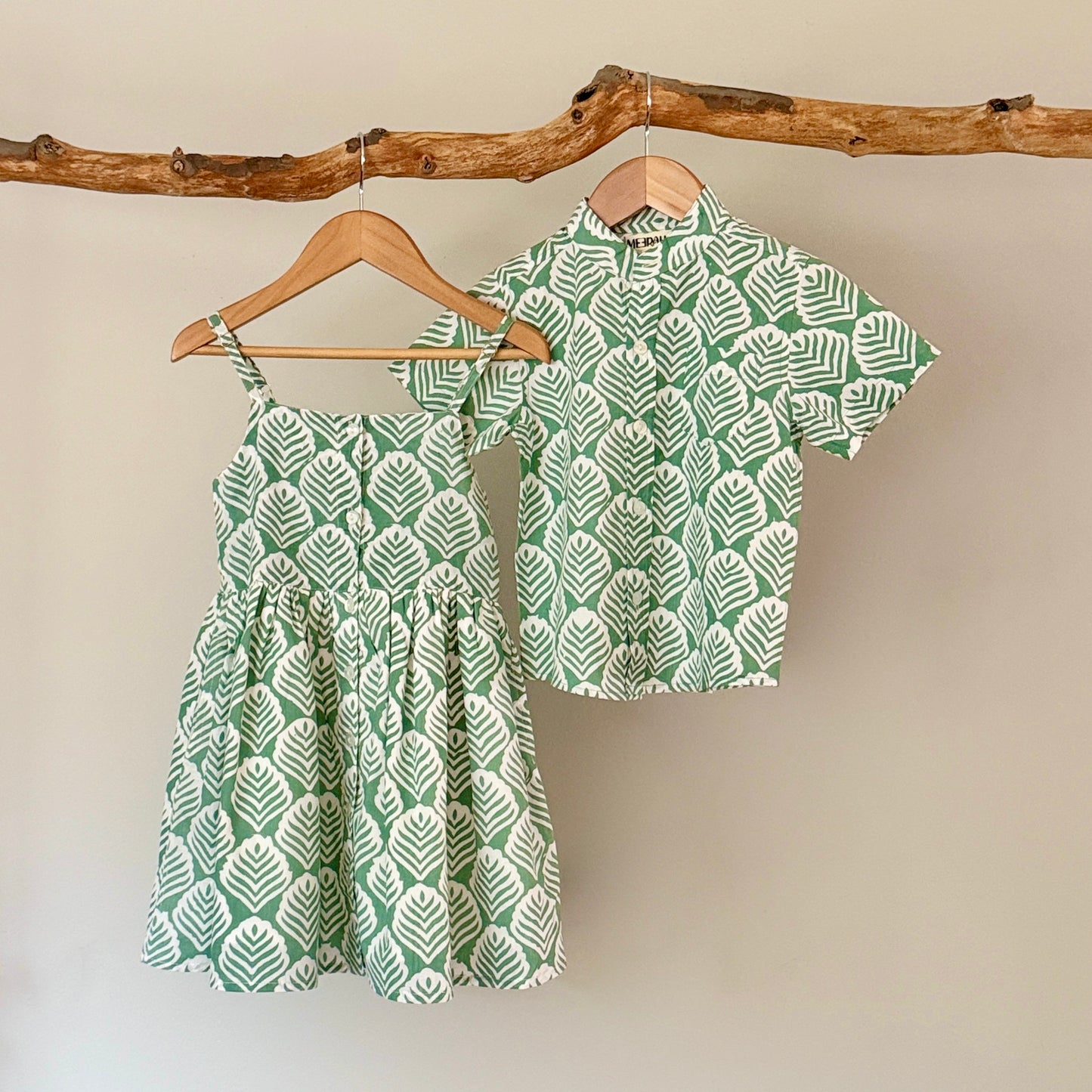 Girls' Boho Summer Ruffle Dress With Leaf Print
