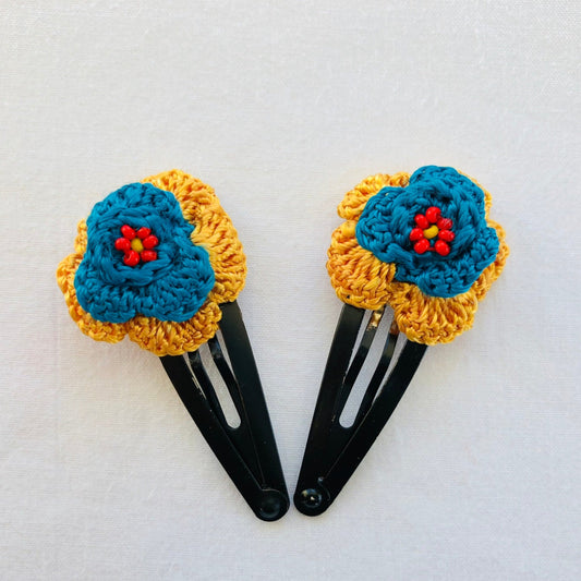 Crochet Flower Hair Pins for Girls