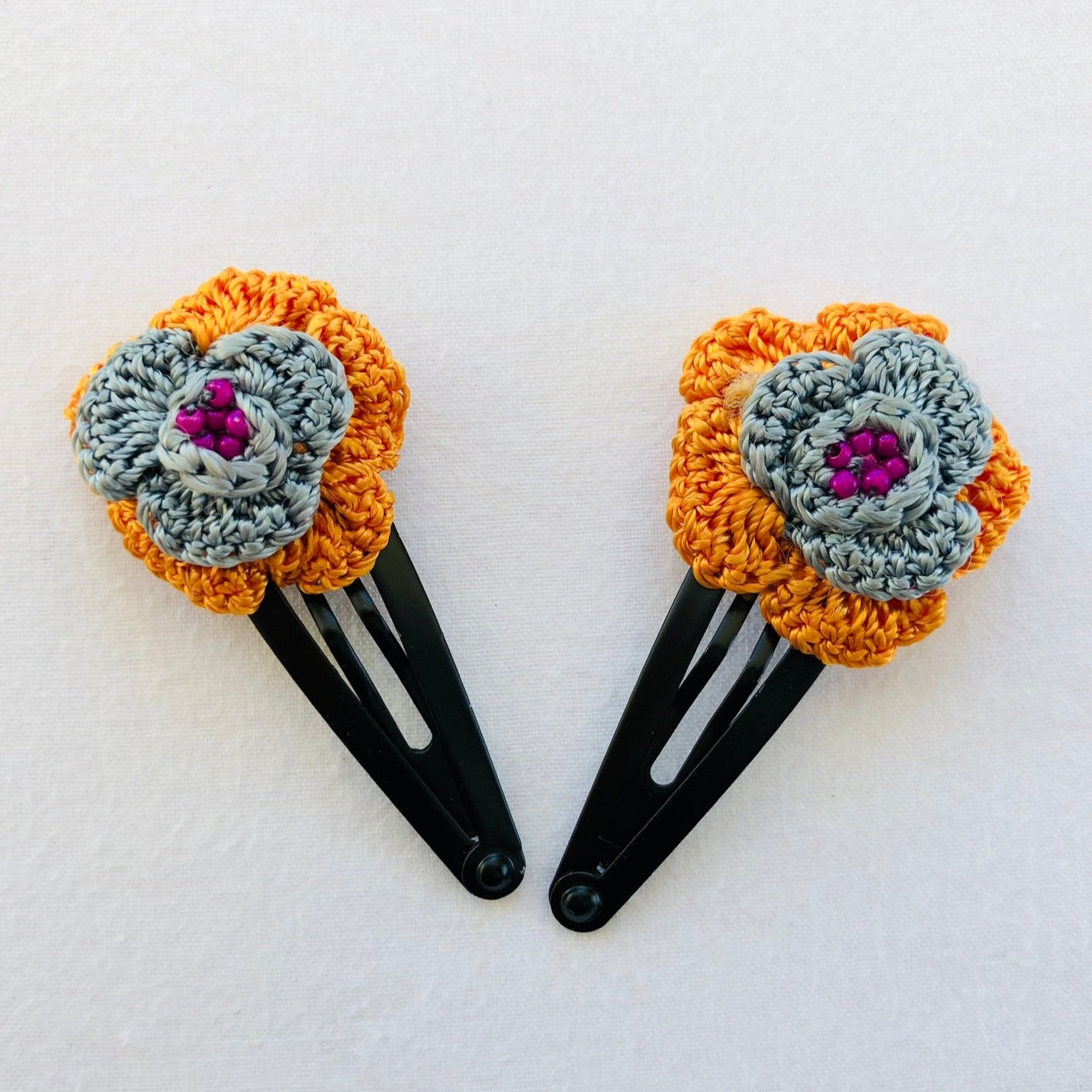 Crochet Flower Hair Pins for Girls