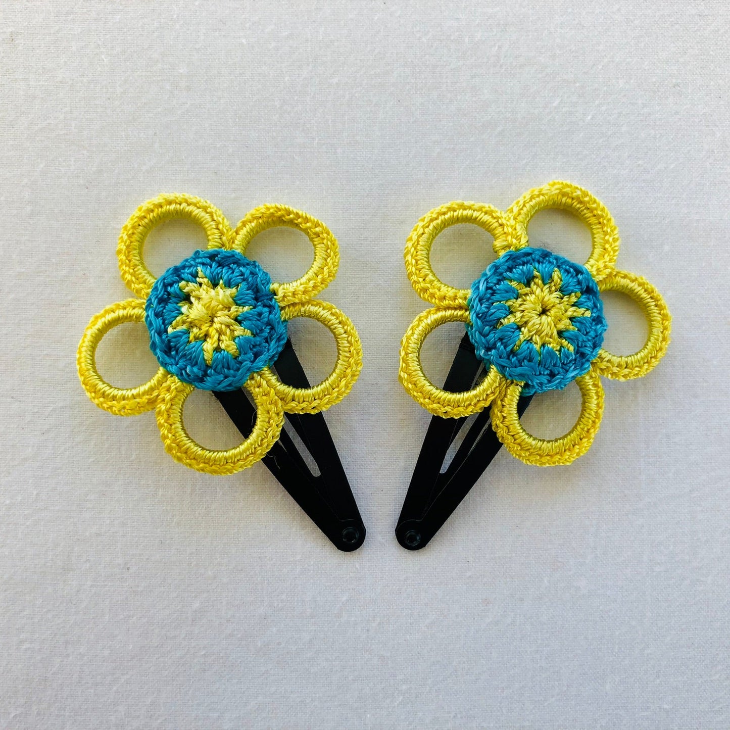 Crochet Flower Hair Pins for Toddler Girls