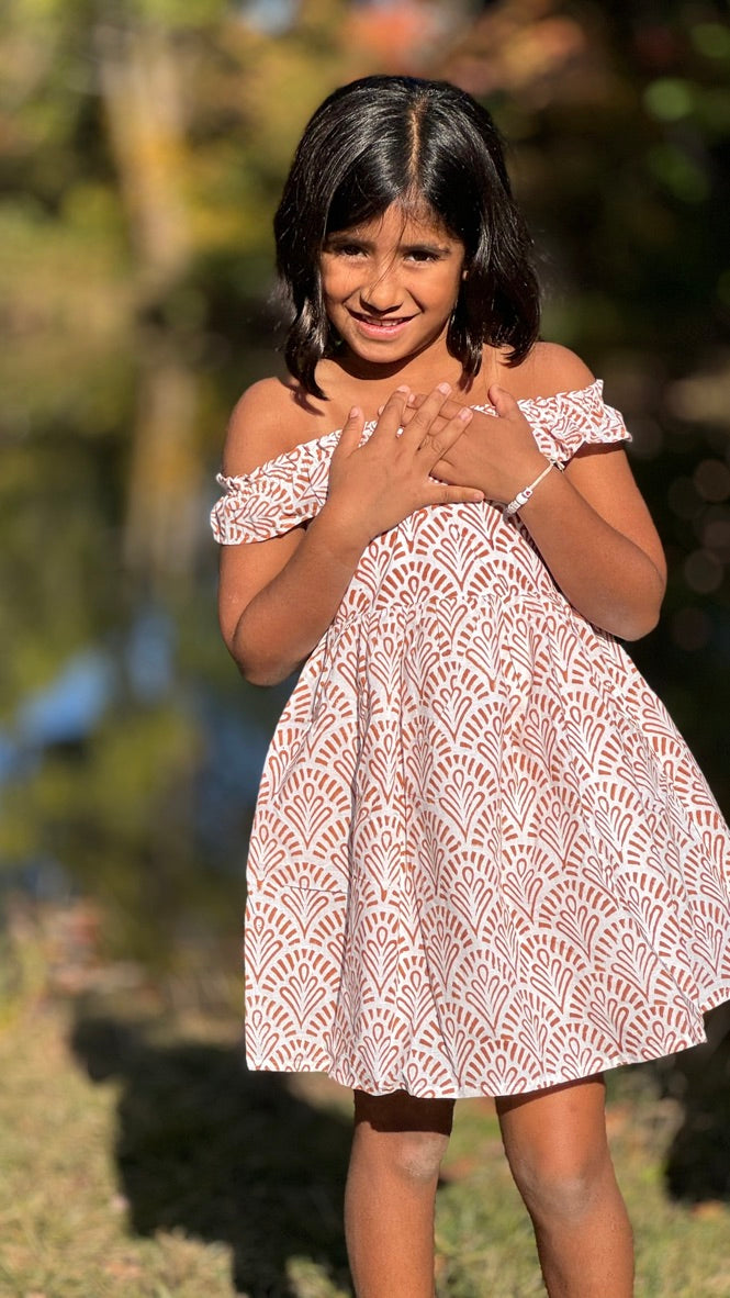 Handmade Girls' Neutral Ruffle Dress