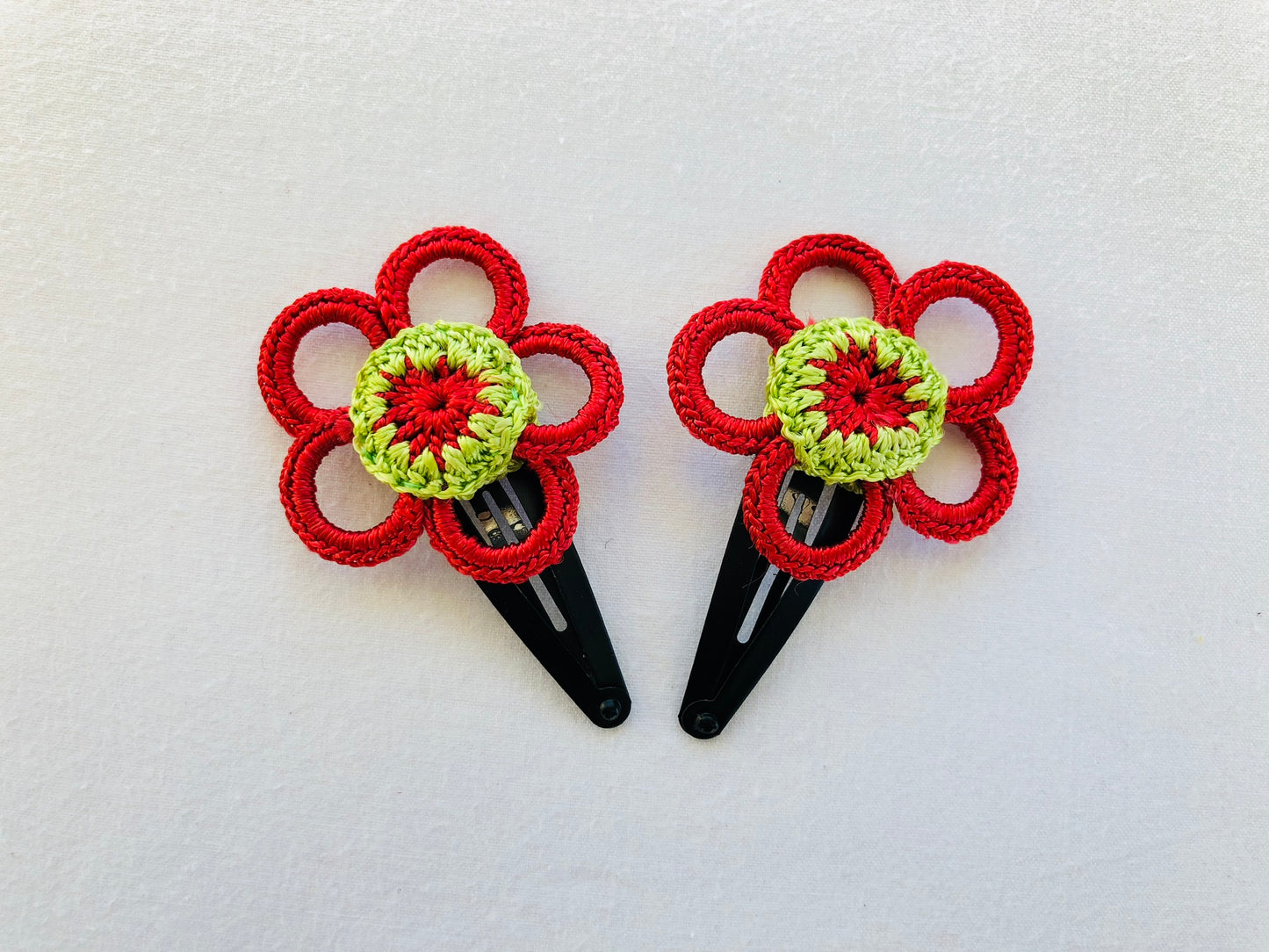 Crochet Flower Hair Pins for Toddler Girls
