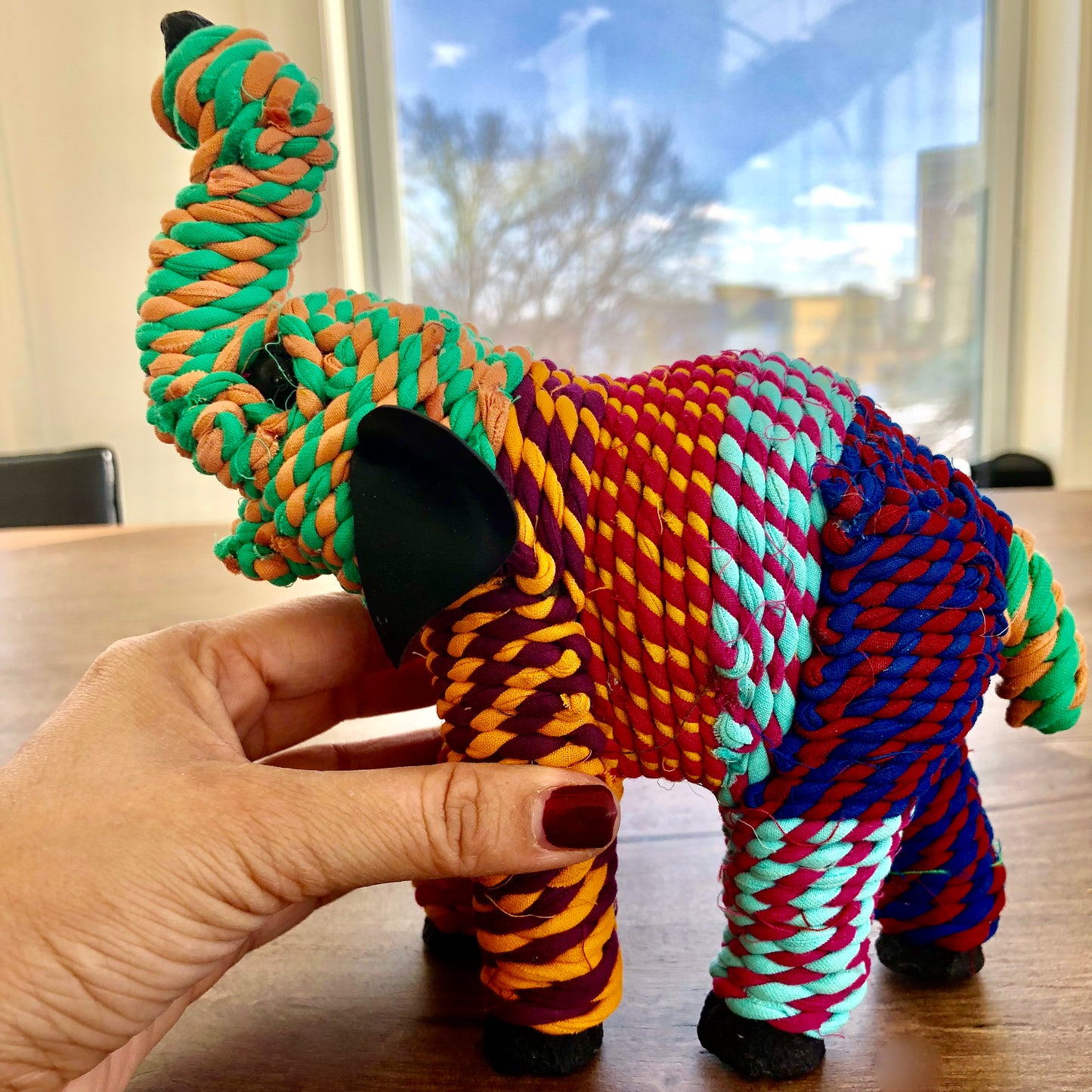 Elephant from Upcycled Fabric – Nursery Shelf Decor