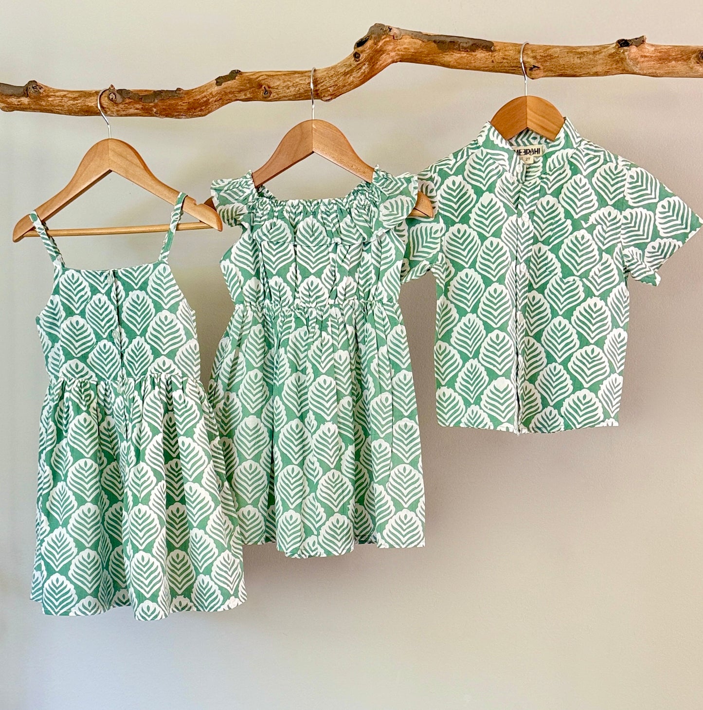 Handmade Cotton Summer Shirt with Leaf Print