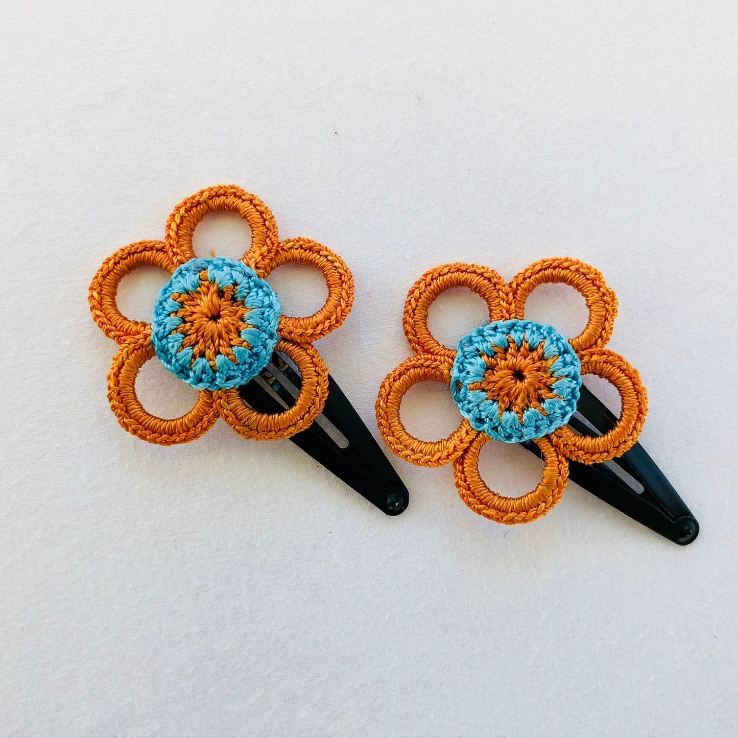 Crochet Flower Hair Pins for Toddler Girls