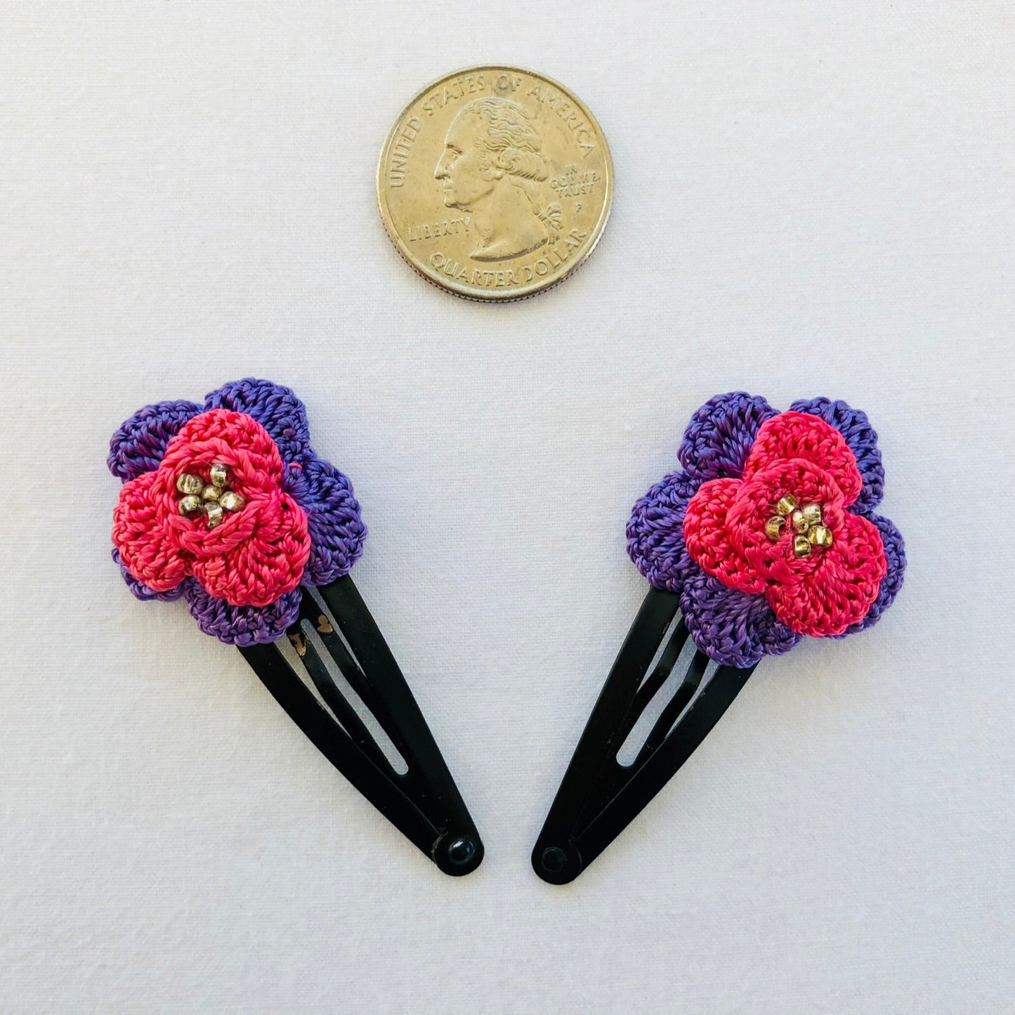 Crochet Flower Hair Pins for Girls