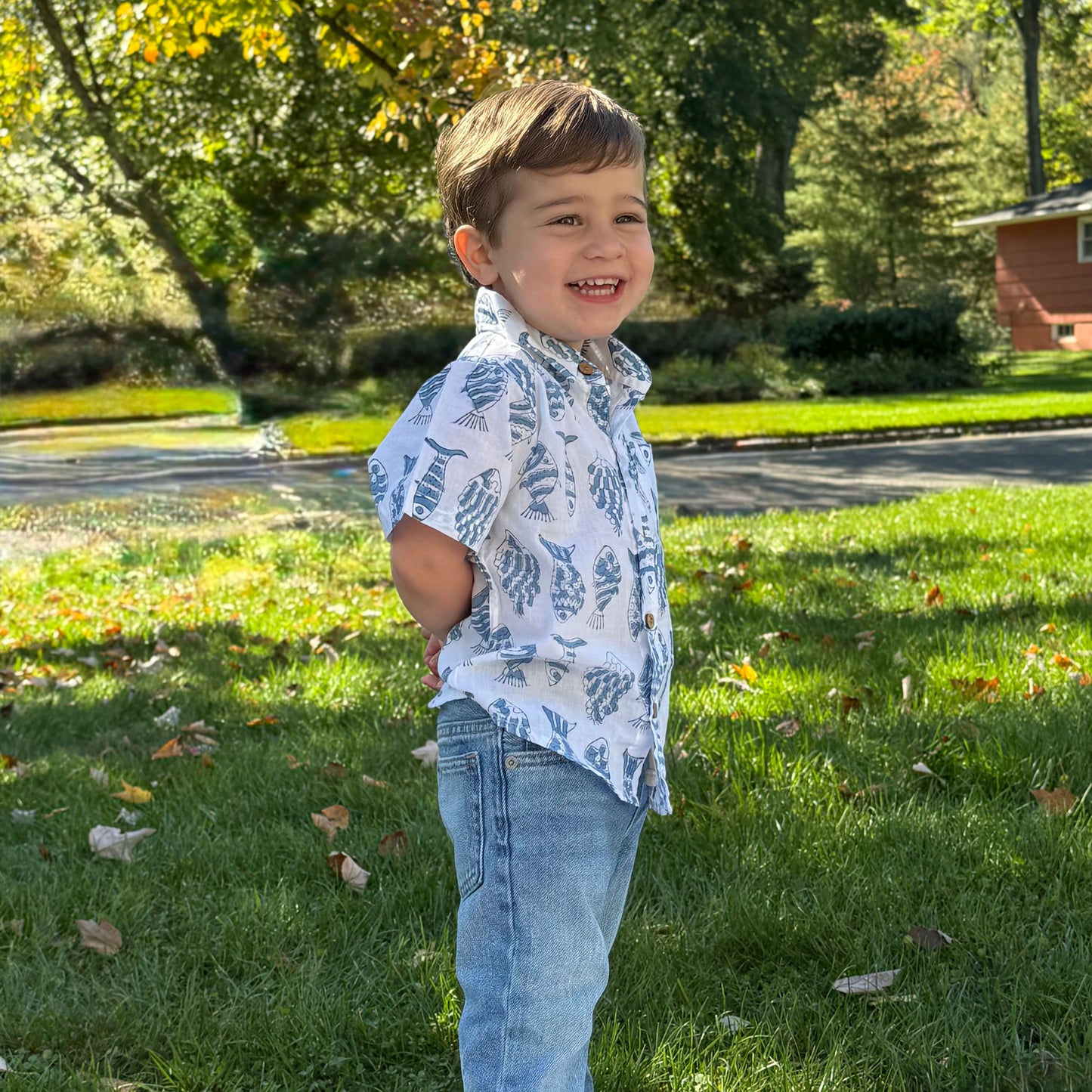 Toddler Boys Animal print cotton shirt