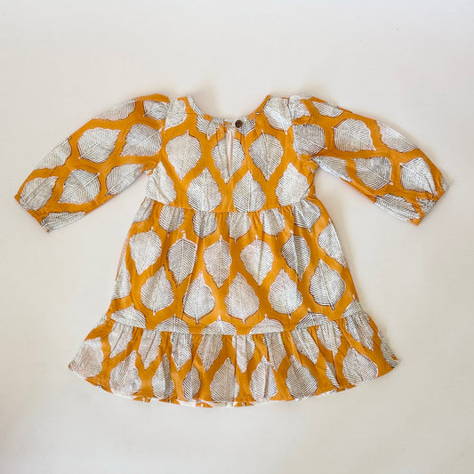Fall Handmade Dress for Girls with Leaf Print