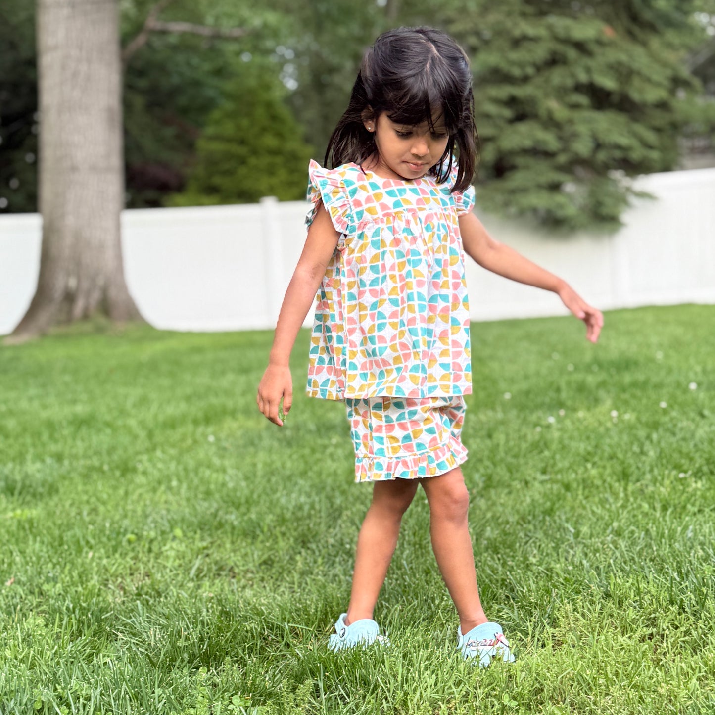 Handmade Girls' 2-Piece Rainbow Matching Set