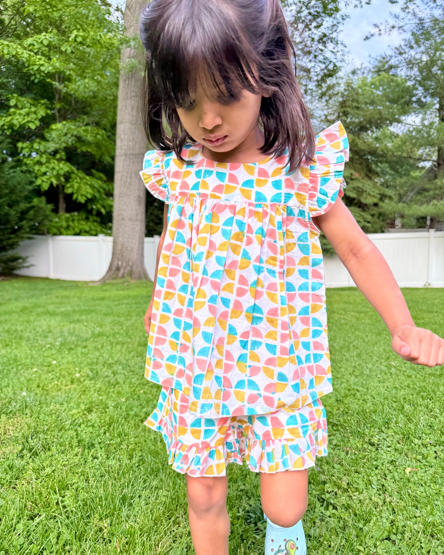Handmade Girls' 2-Piece Rainbow Matching Set