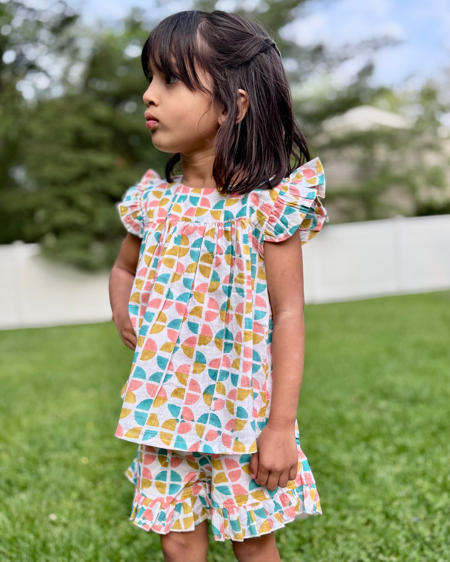 Handmade Girls' 2-Piece Rainbow Matching Set