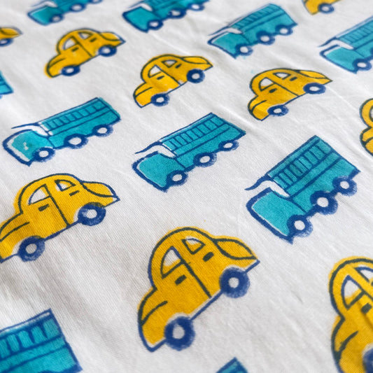 Reversible Cotton Car & Bee Blanket