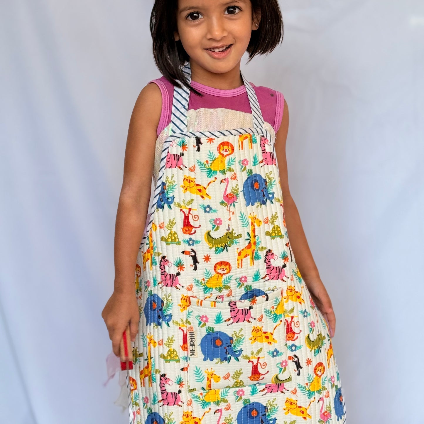 kids apron with animal print