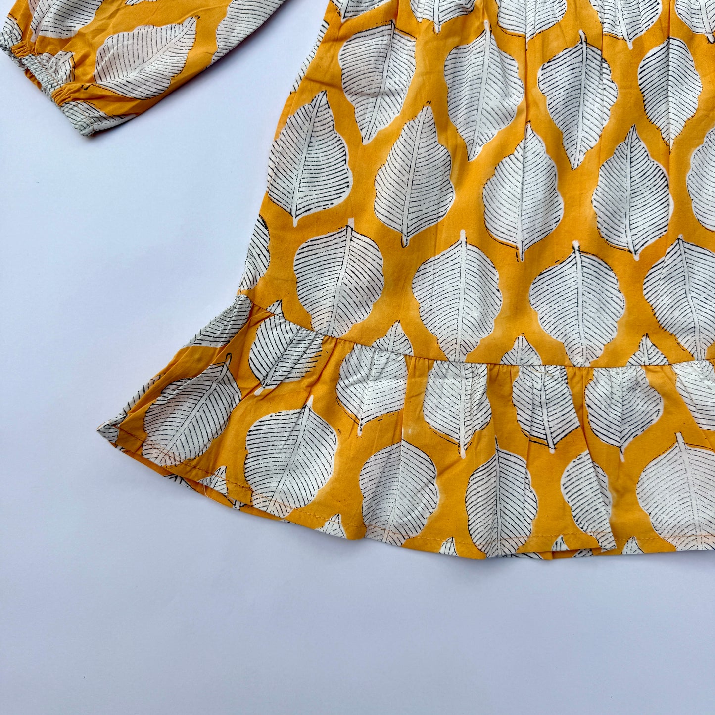 Fall Handmade Dress for Girls with Leaf Print