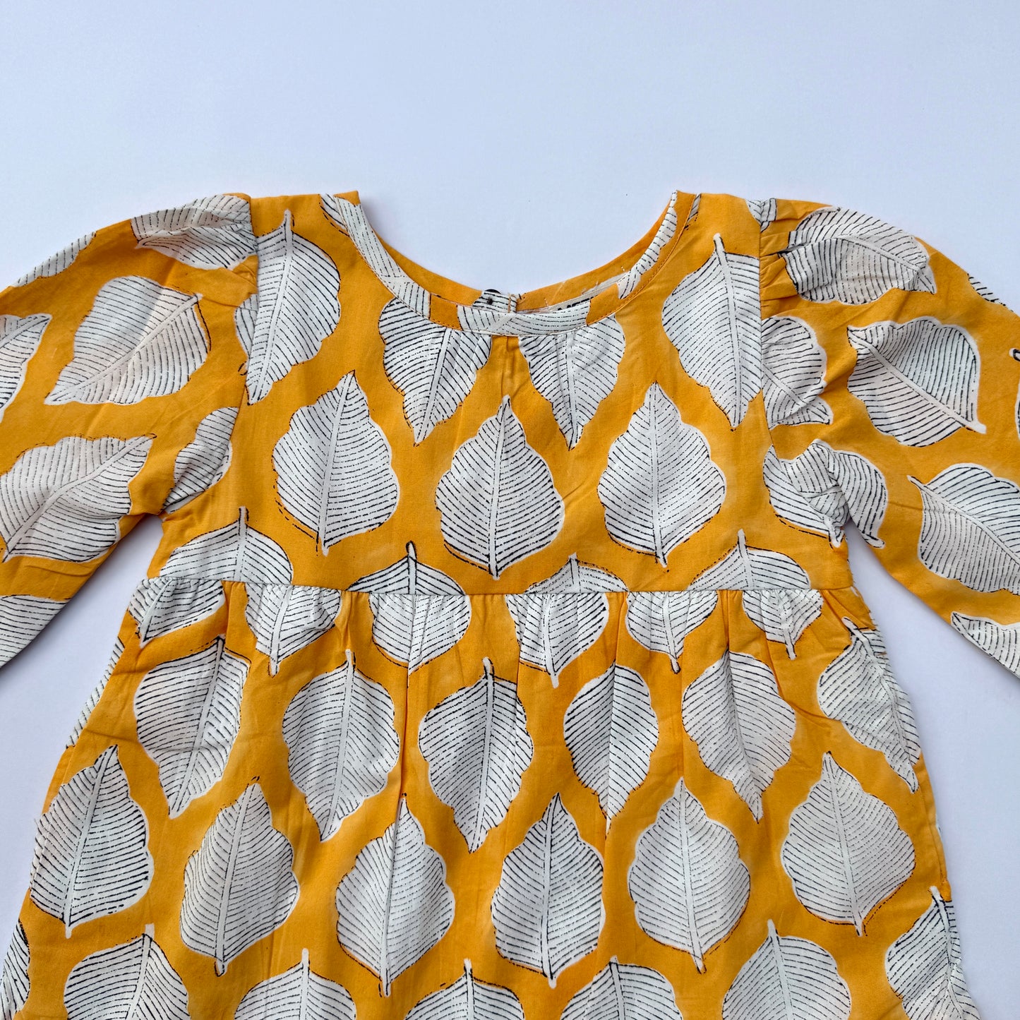 Fall Handmade Dress for Girls with Leaf Print