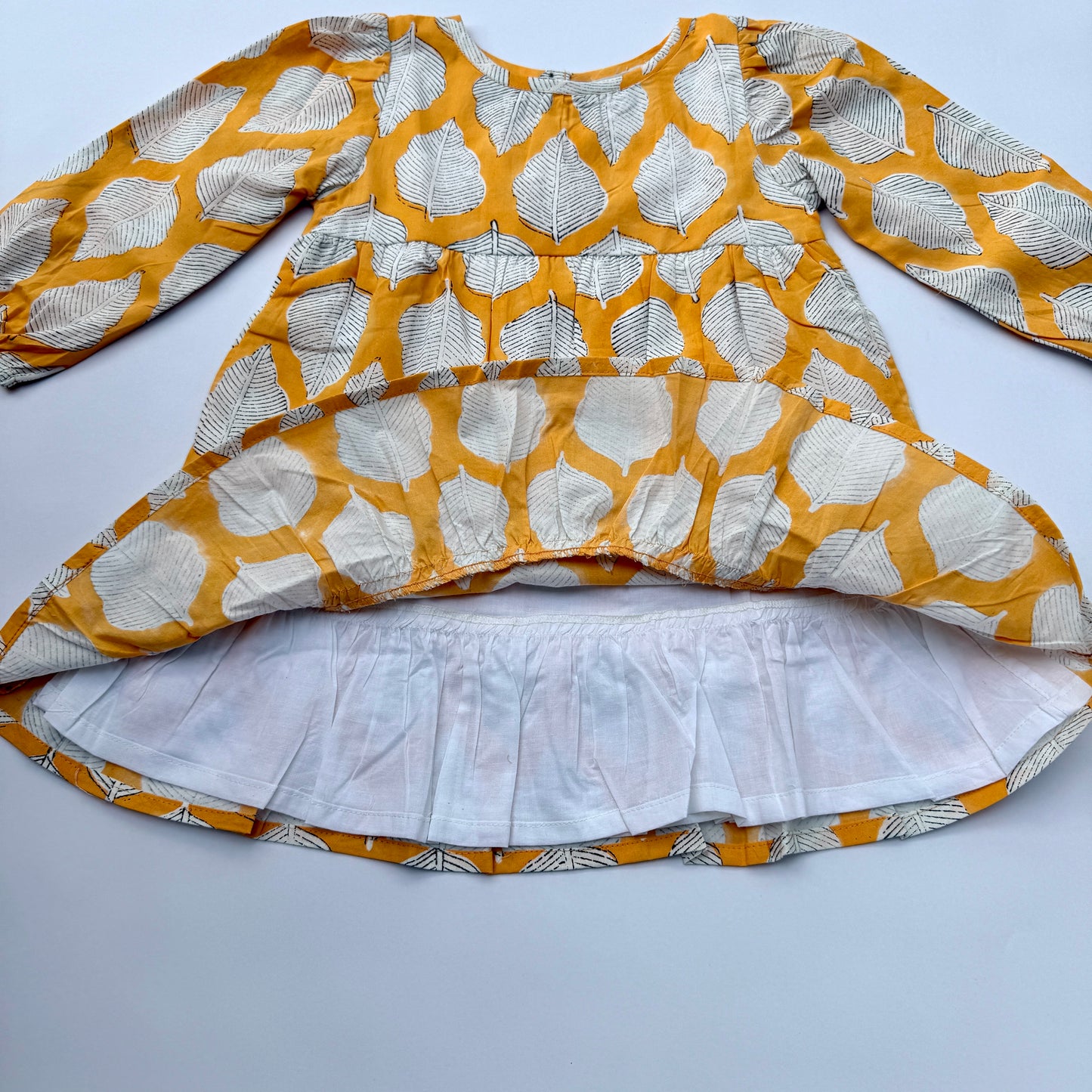 Fall Handmade Dress for Girls with Leaf Print