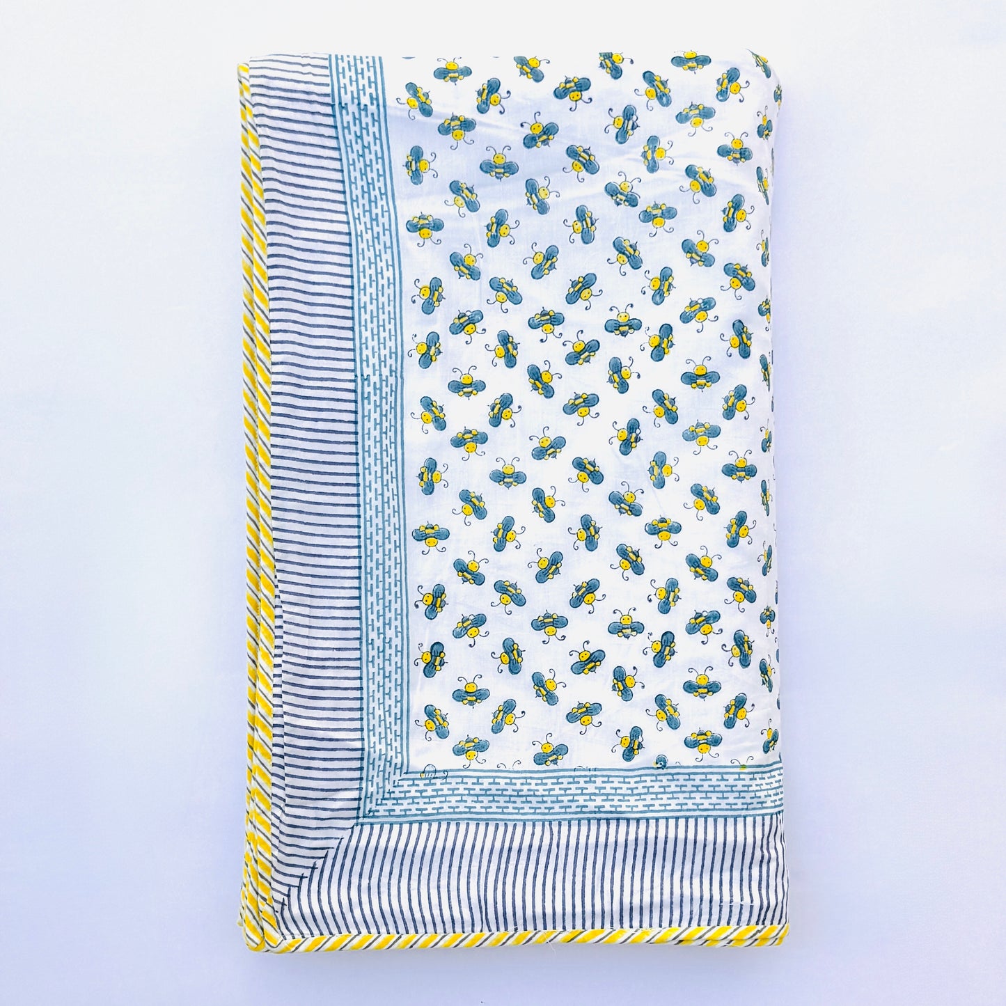 Reversible Cotton Car & Bee Blanket