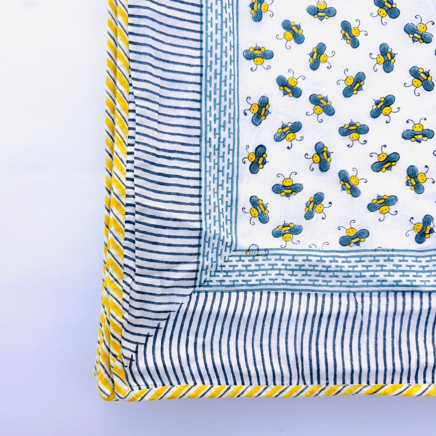 Reversible Cotton Car & Bee Blanket