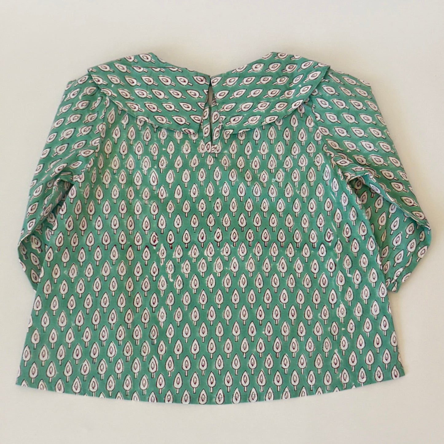 Handmade block-printed tops With Green Petals