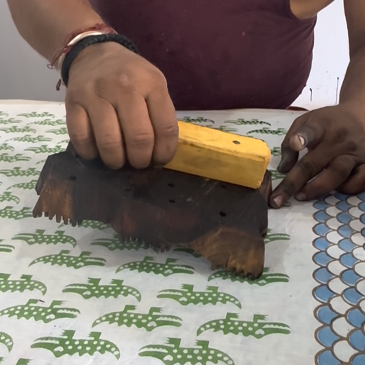 Crocodile print block printed for kids clothing