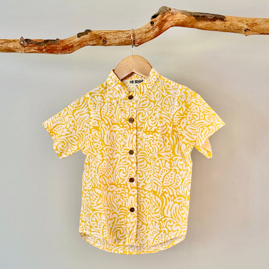 Yellow Summer Cotton Button-Down Shirt for Boys