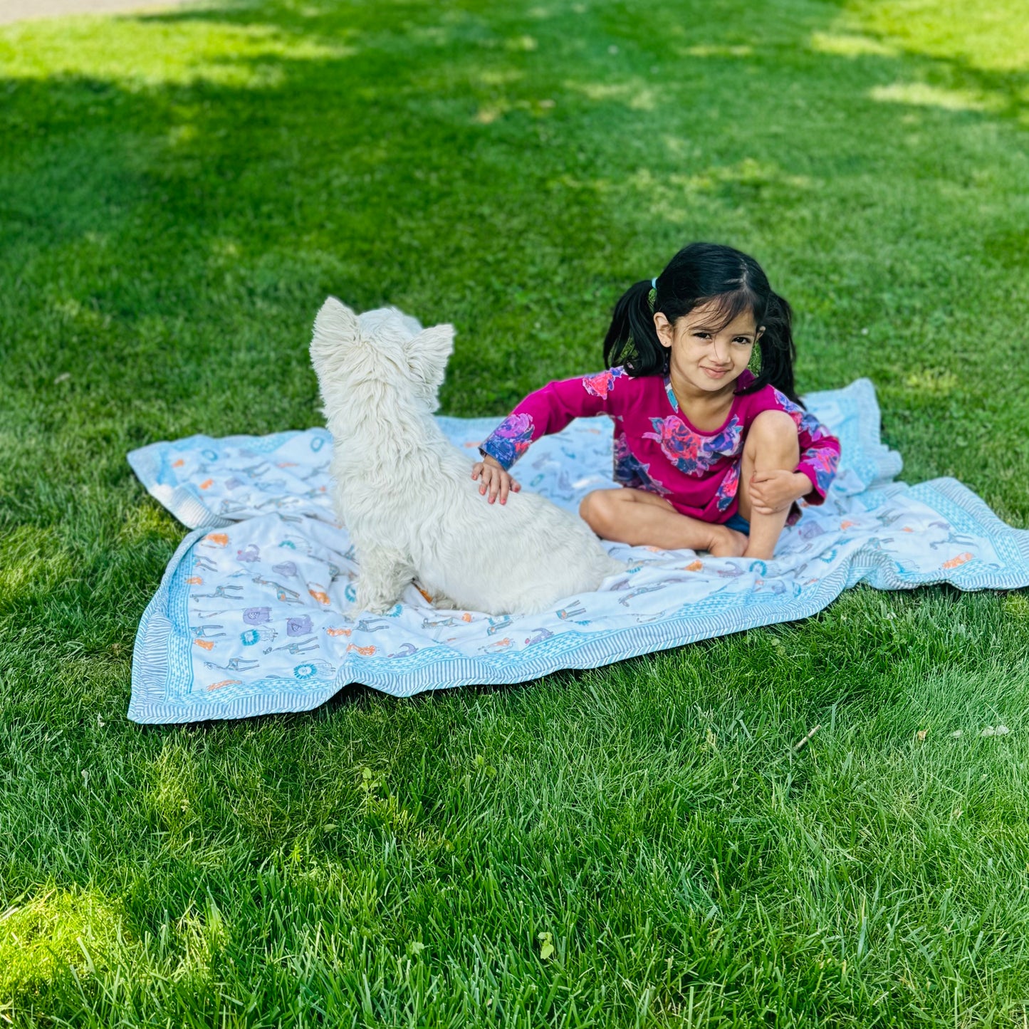 Reversible Cotton Animal Kids Blanket