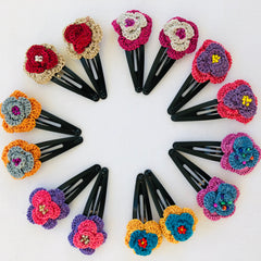 Crochet Flower Hair Pins for Girls