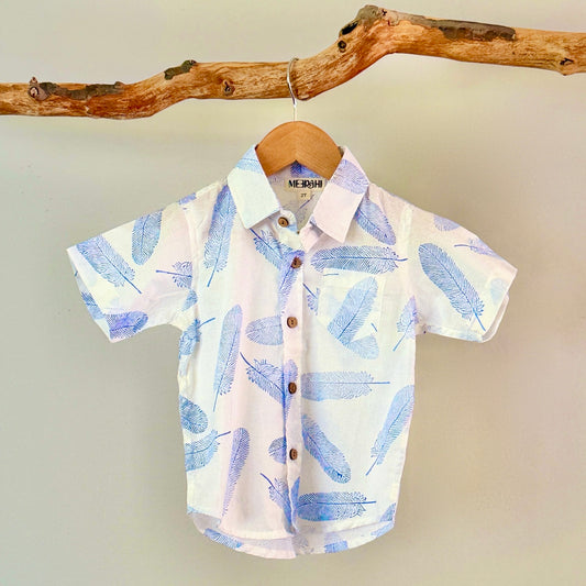 Feather Hand Printed Boys' Summer Shirt