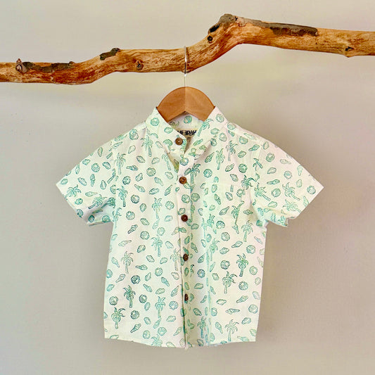 Toddler Boys' Beach Shirt with Tropical Print