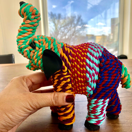 Elephant from Upcycled Fabric – Nursery Shelf Decor
