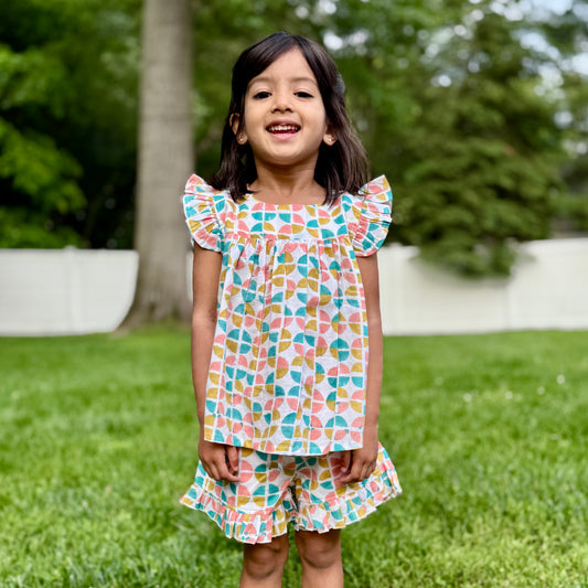 Handmade Girls' 2-Piece Rainbow Matching Set