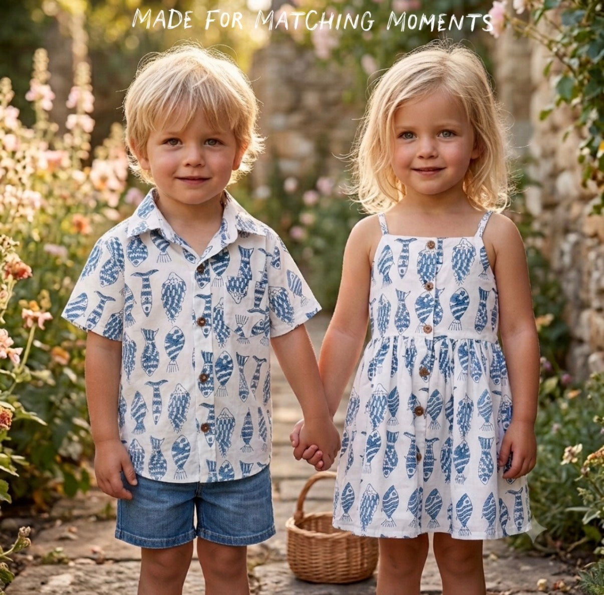 Boys' Cotton Half Sleeves with Fish Print Shirt