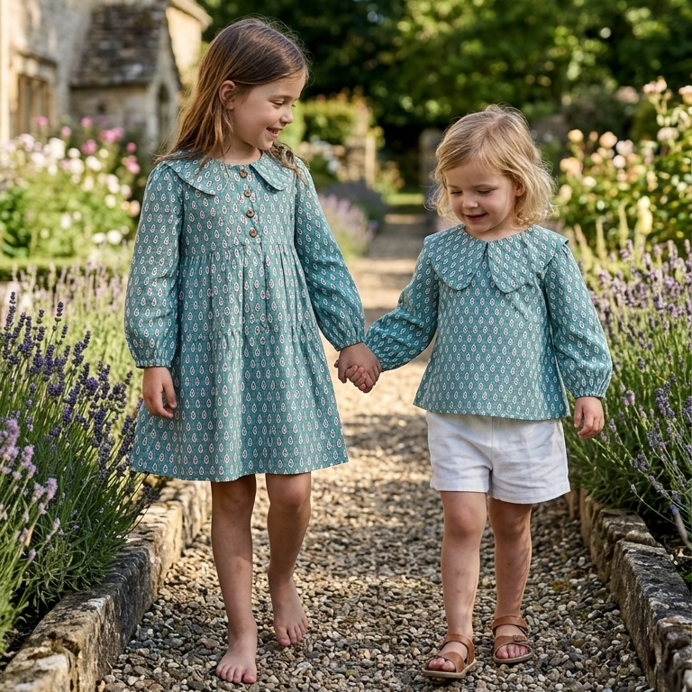 Handmade block-printed tops With Green Petals