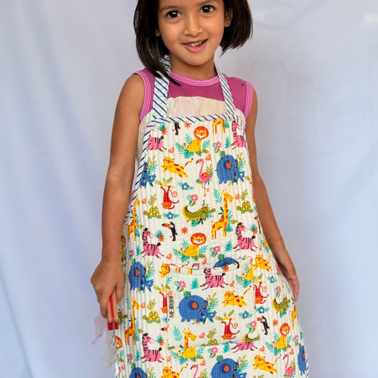 kids apron with animal print