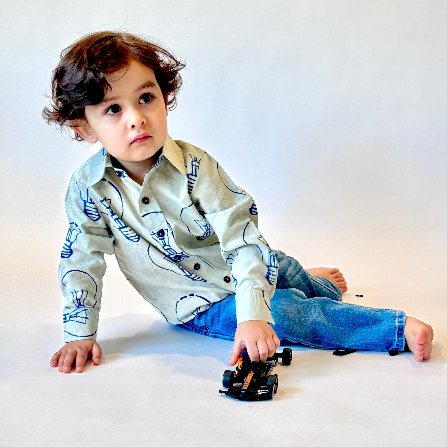 Boys' Handmade Full-Sleeves Button Down Bulb Shirt