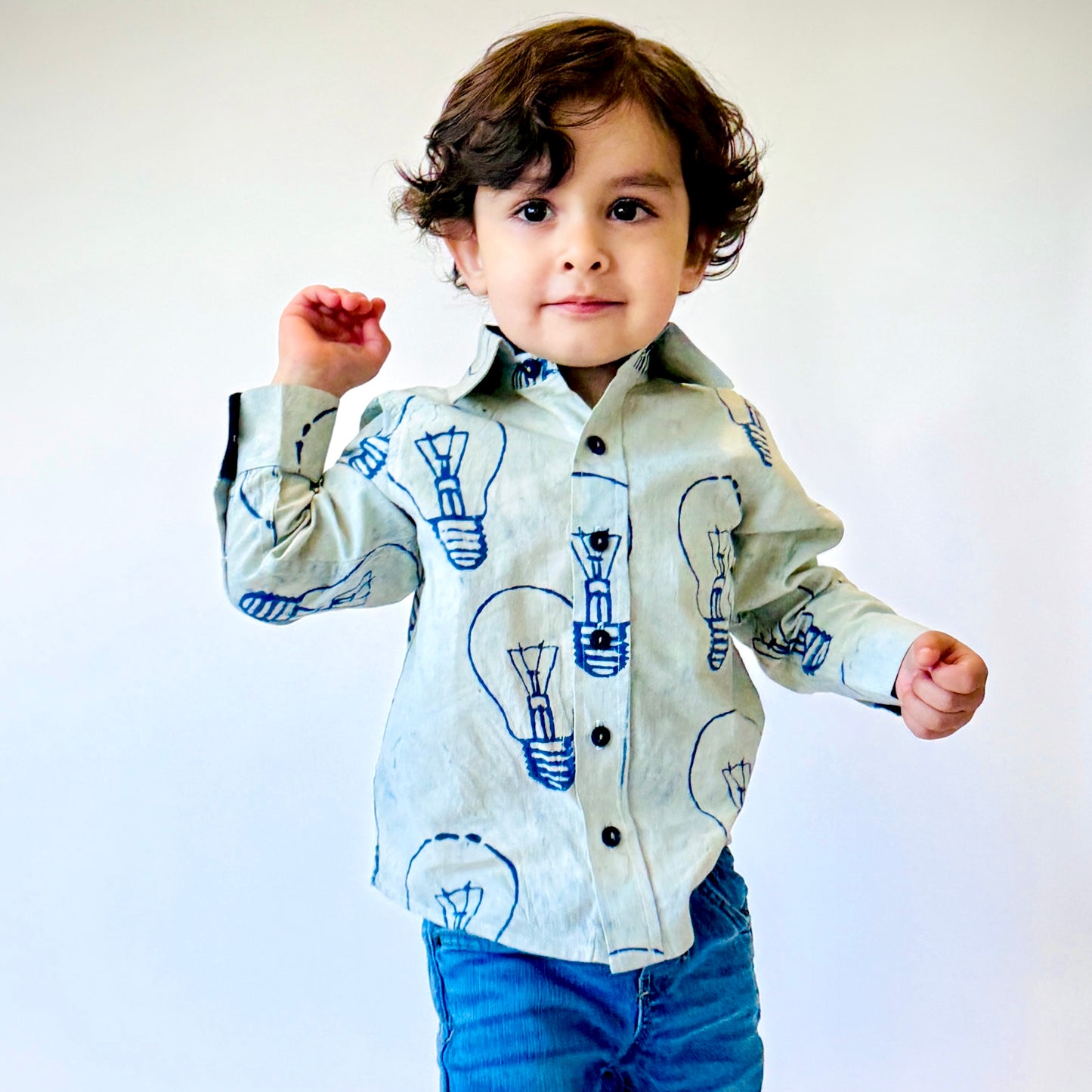 Boys' Handmade Full-Sleeves Button Down Bulb Shirt