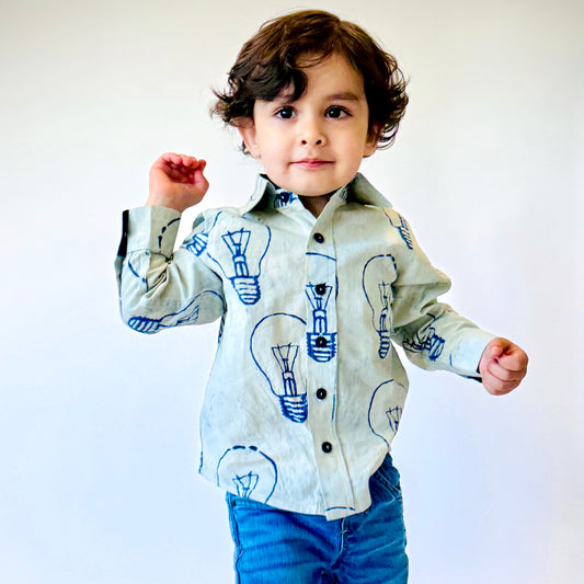 Boys' Handmade Full-Sleeves Button Down Bulb Shirt