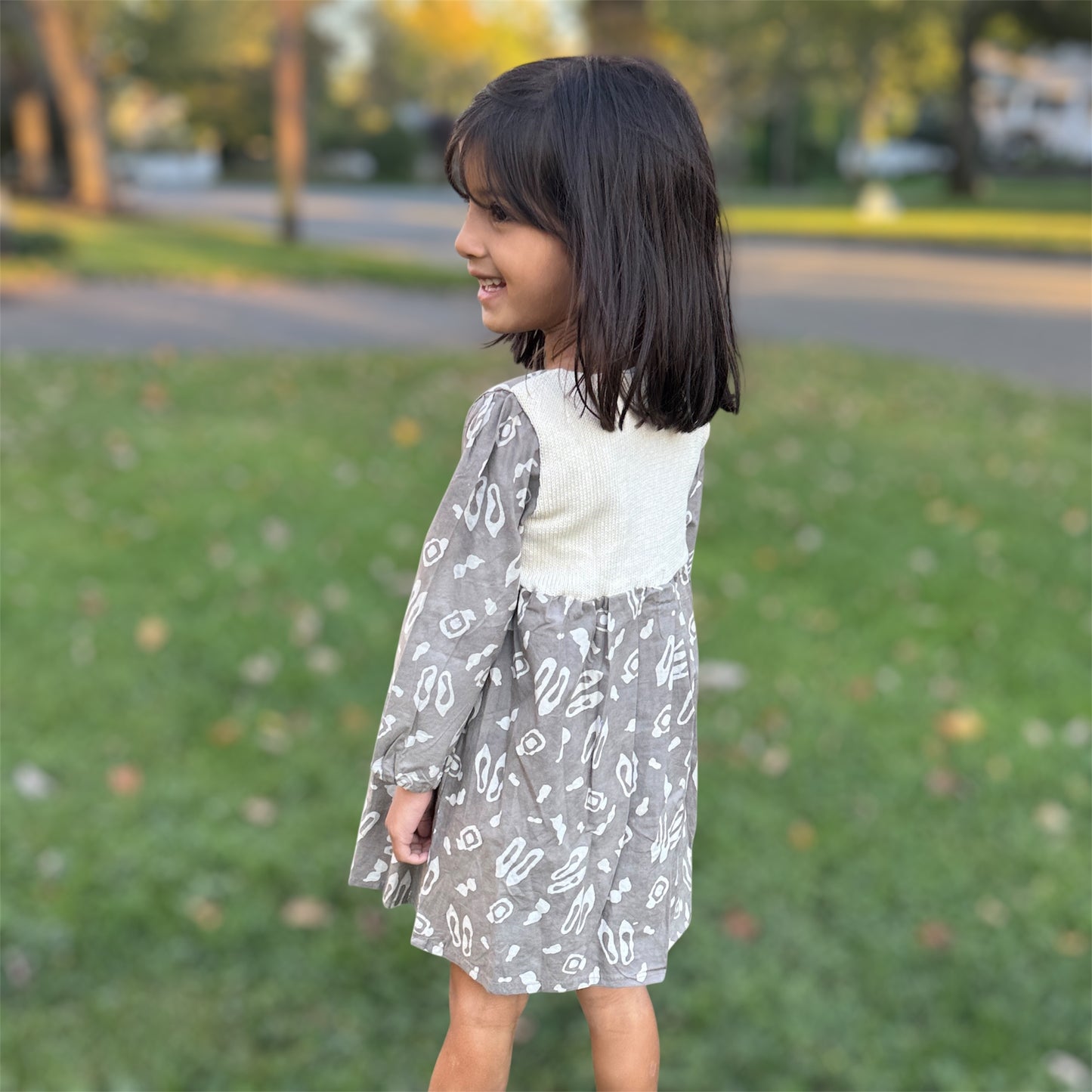 Handmade Earthy Dress With Knitted Back