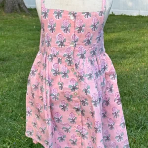 Cotton Hand Printed Dress With Flower Print