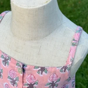 Cotton Hand Printed Dress With Flower Print