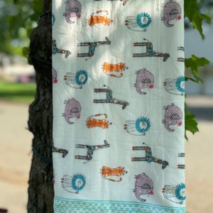 Reversible Cotton Blankets For Kids Zoo Design